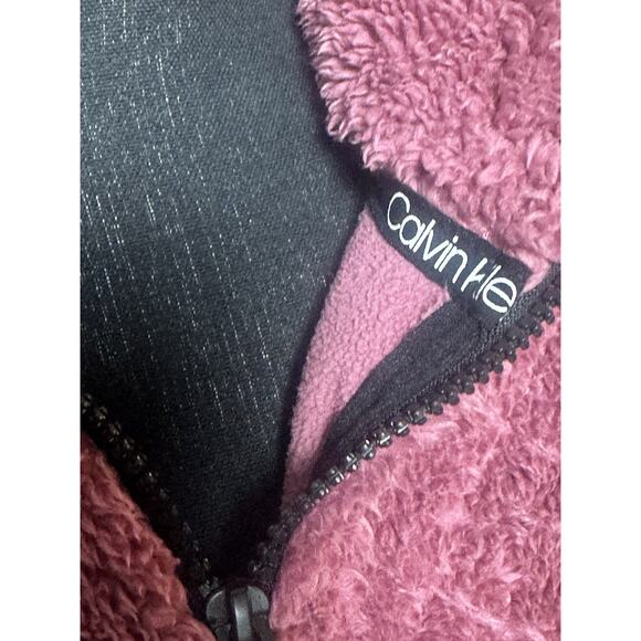 Calvin Klein Performance Fleece Fall‎ Pullover Quarter Zip Pullover Burgundy - Picture 5 of 16
